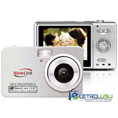 Câmera digital 14.1 megapixels newlink prata